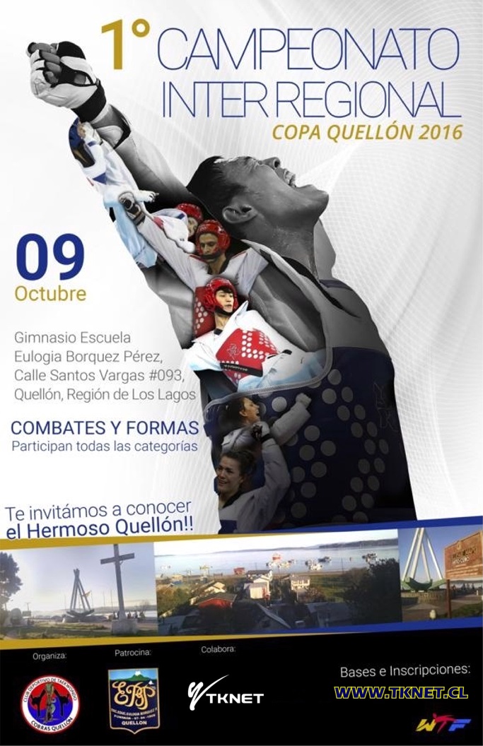 1° TORNEO INTERREGIONAL DE TAEKWONDO COPA QUELLON 2016